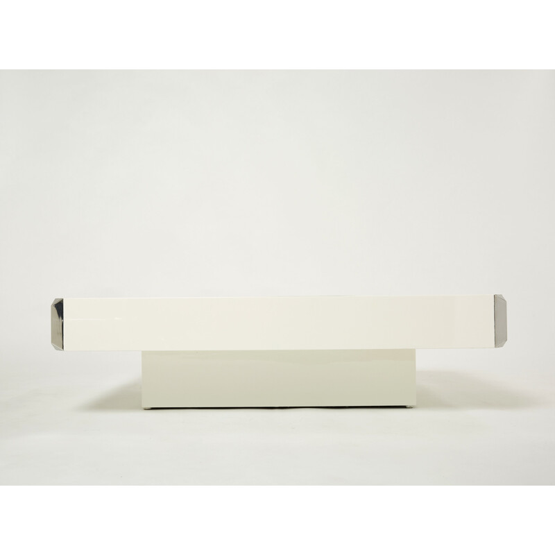 Table basse vintage laquée blanche de Mario Sabot 1970