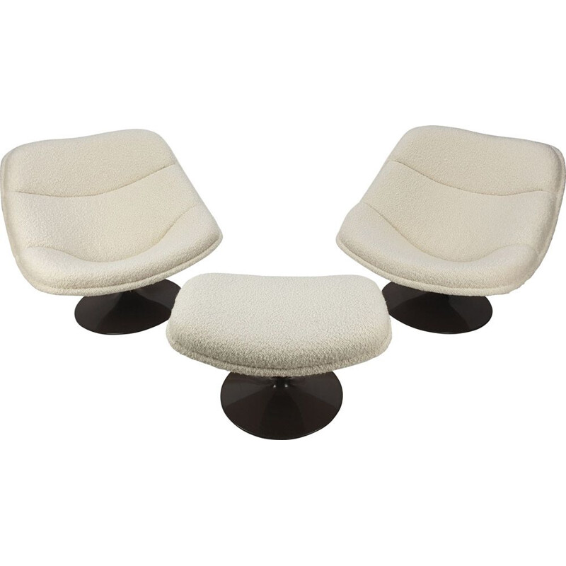 Pair of vintage armchairs and ottoman by Pierre Paulin for Artifort, 1960s