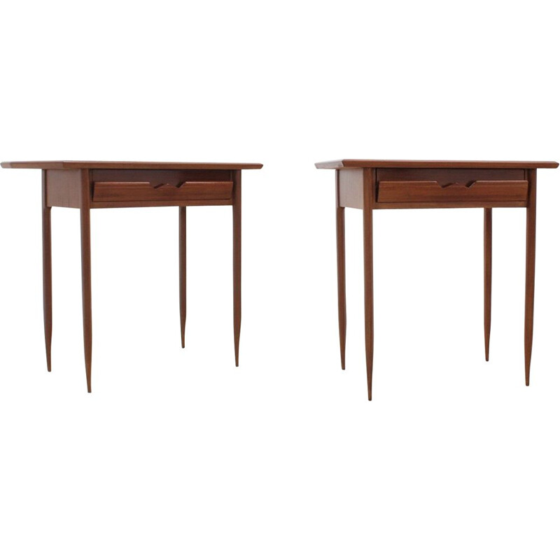 Pair of mid century cherry wood night stands, 1950s