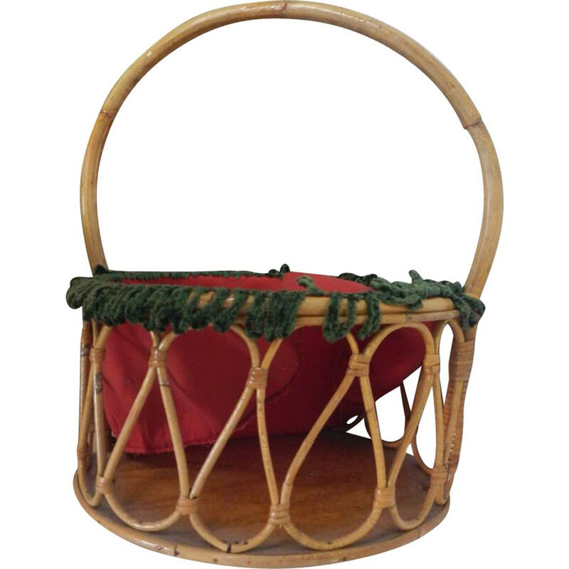 Vintage rattan storage basket