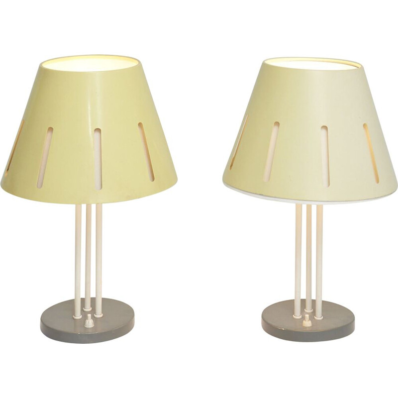 Pair of vintage table lamps "Sun Series" by Herman Busquet for Hala Zeist, Netherlands 1950s