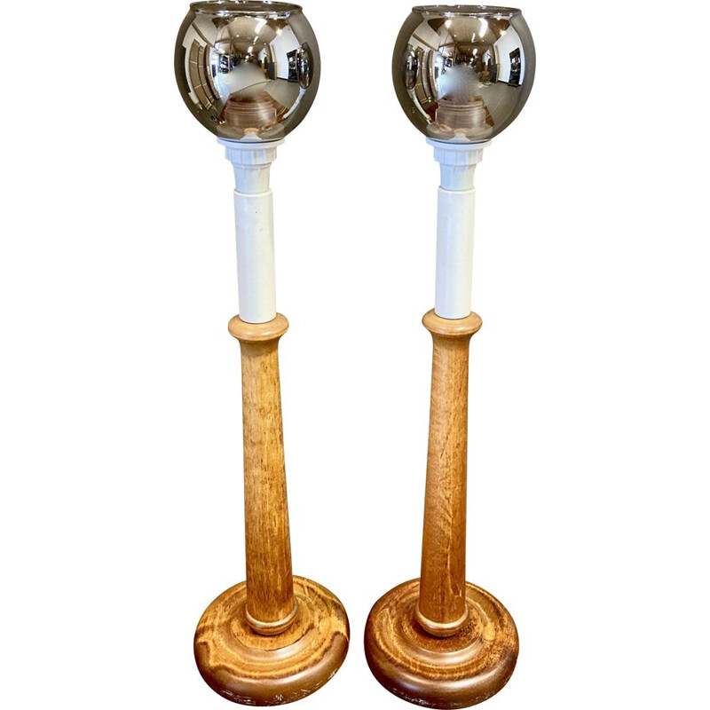 Pair of Scandinavian vintage glass lamps, 1950