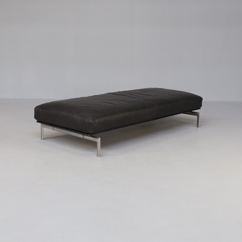 Vintage black leather "Diesis" daybed by Antonio Citterio and Paolo Nava for B&B Italia