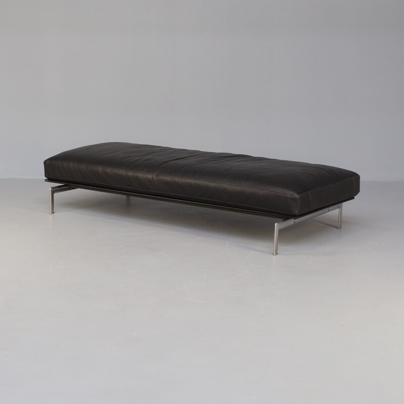 Vintage black leather "Diesis" daybed by Antonio Citterio and Paolo Nava for B&B Italia