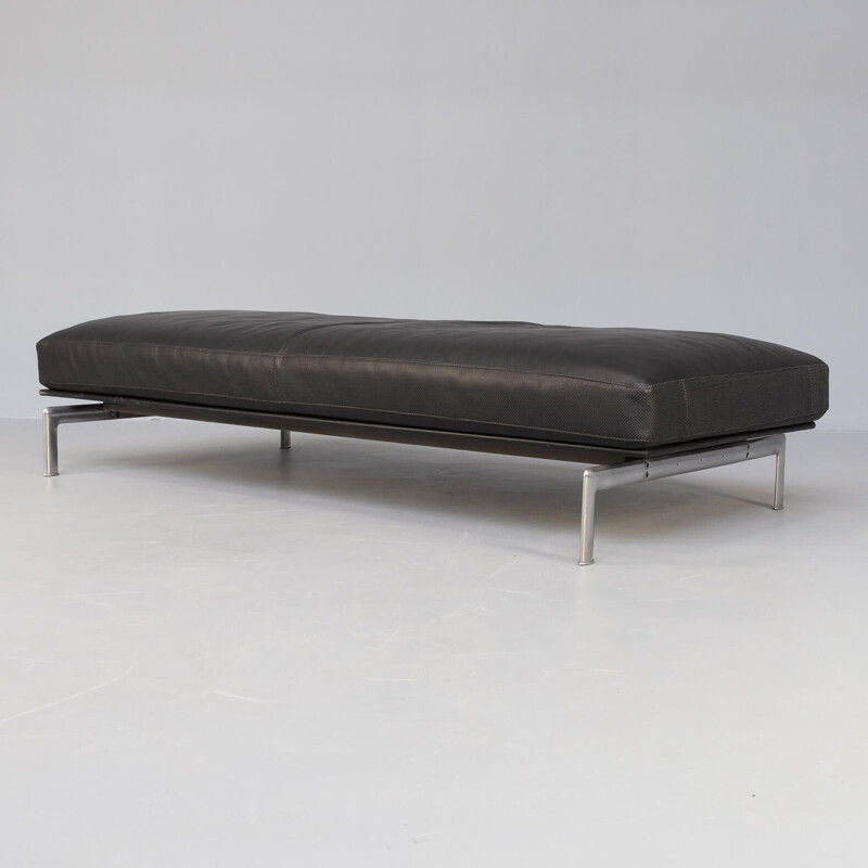 Vintage black leather "Diesis" daybed by Antonio Citterio and Paolo Nava for B&B Italia