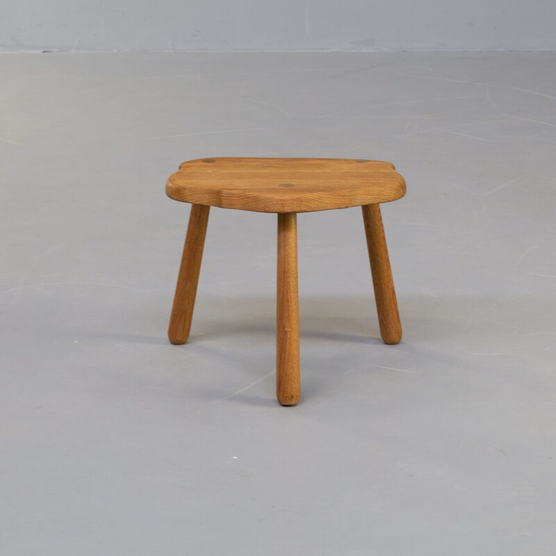 Vintage smoked oak wooden stool