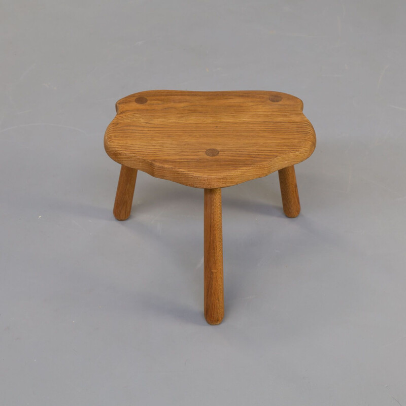 Vintage smoked oak wooden stool