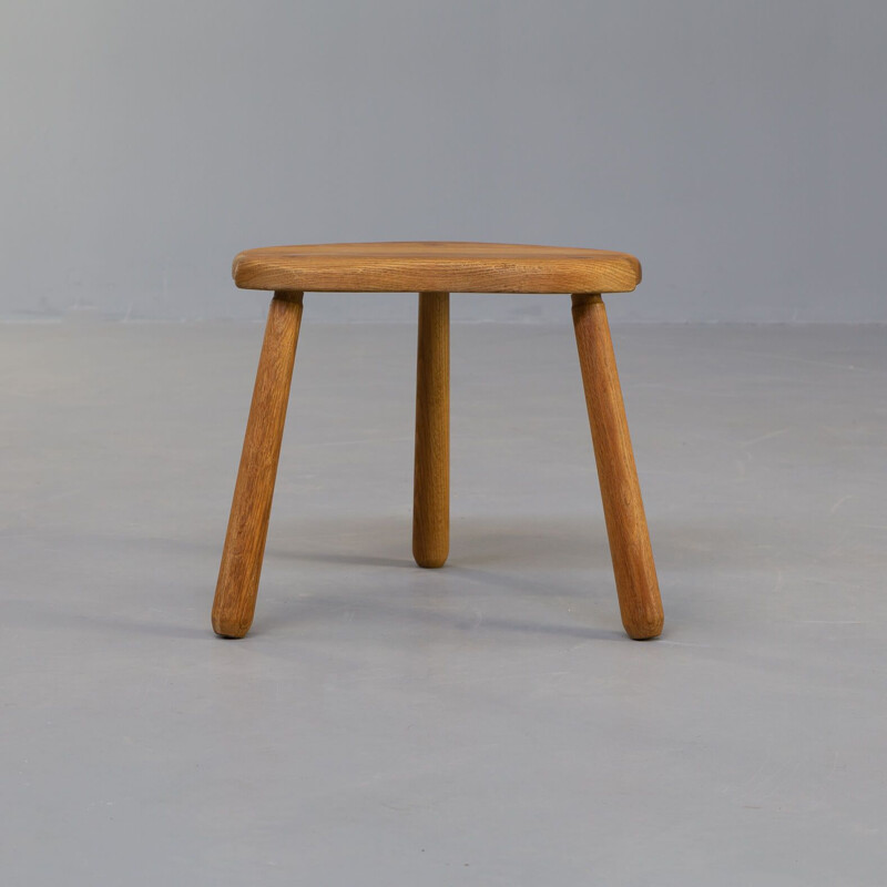 Vintage smoked oak wooden stool