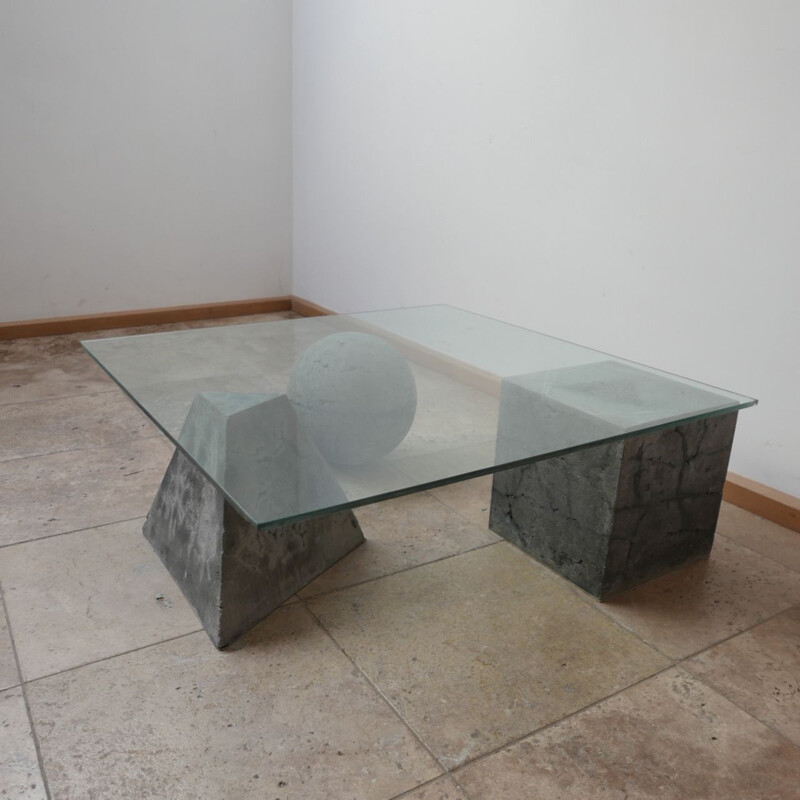 Vintage concrete coffee table, Italy 1980