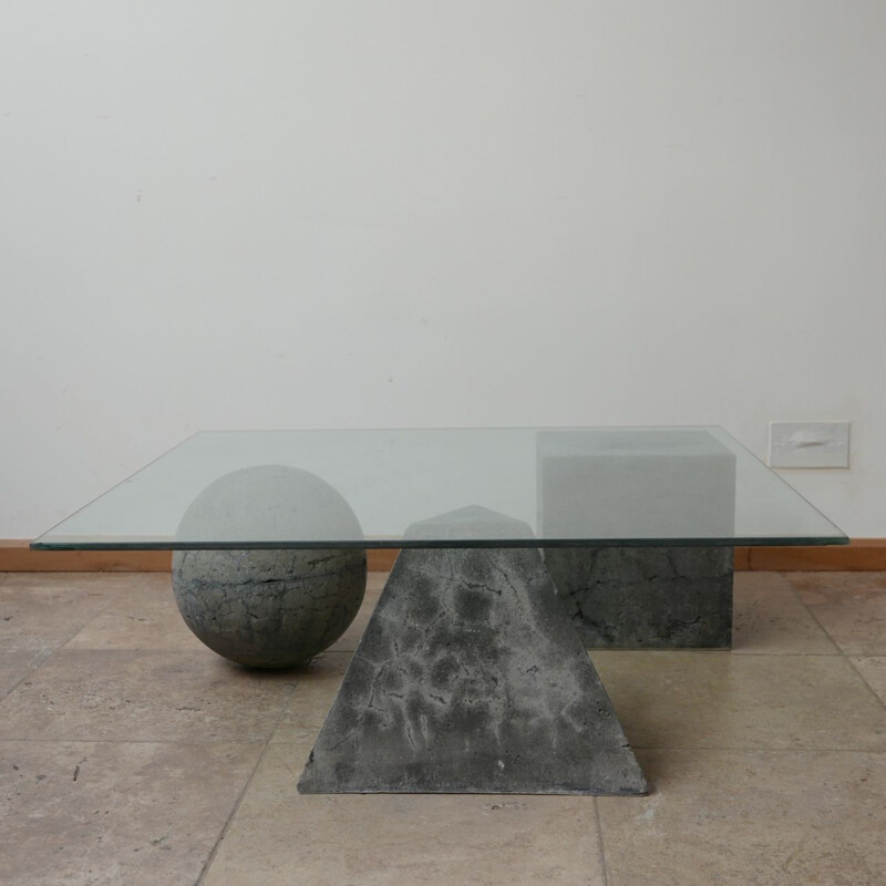 Vintage concrete coffee table, Italy 1980