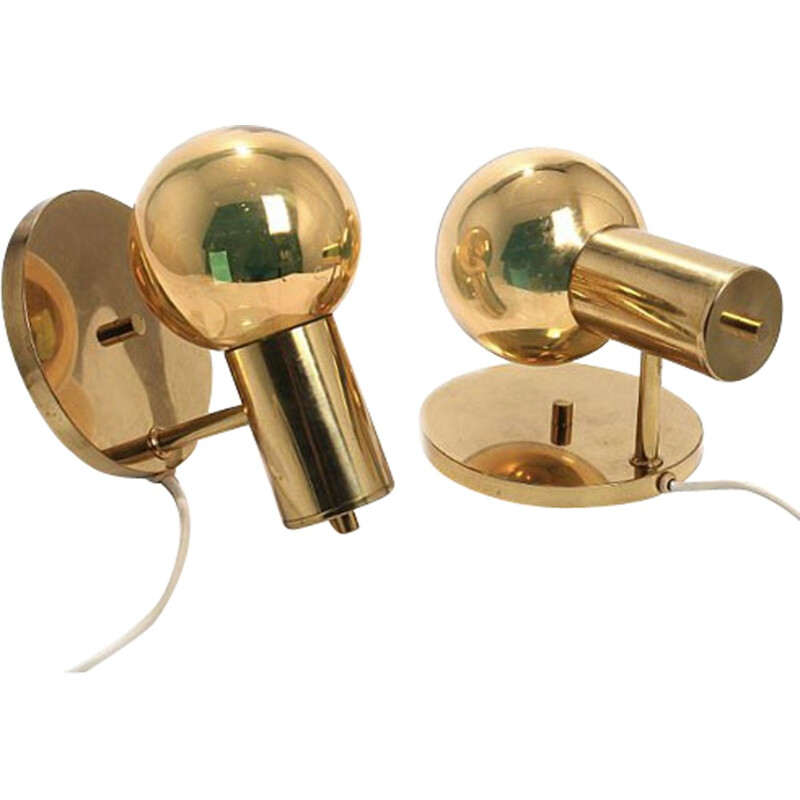 Pair of Spy-ball Frimann wall lamps in brass  - 1970s