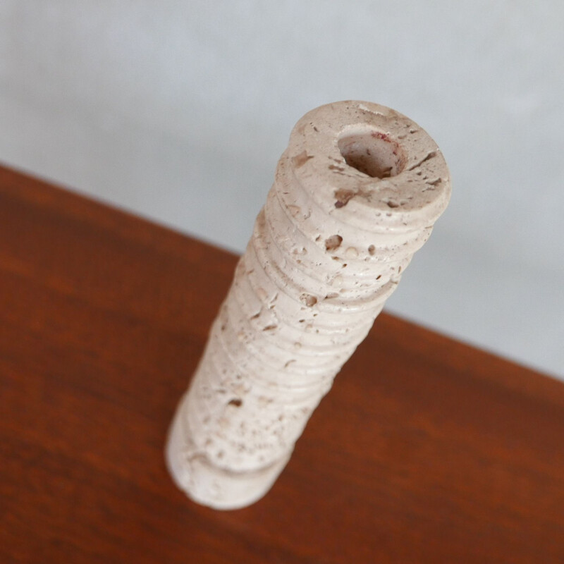 Travertine mid-century candlestick by Frattelli Manelli, Italy 1970s