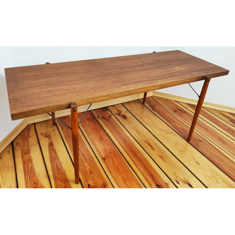 Vintage oak coffee table by F. Mezulanik for Up Zavody, Czechoslovakia 1960