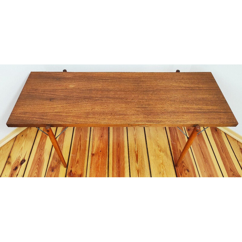 Vintage oak coffee table by F. Mezulanik for Up Zavody, Czechoslovakia 1960