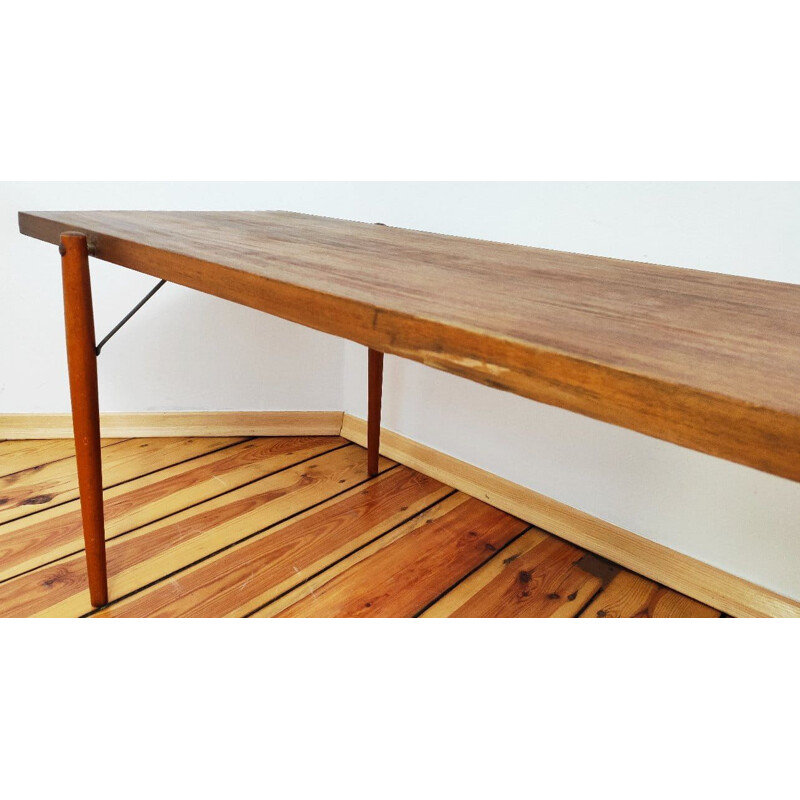 Vintage oak coffee table by F. Mezulanik for Up Zavody, Czechoslovakia 1960