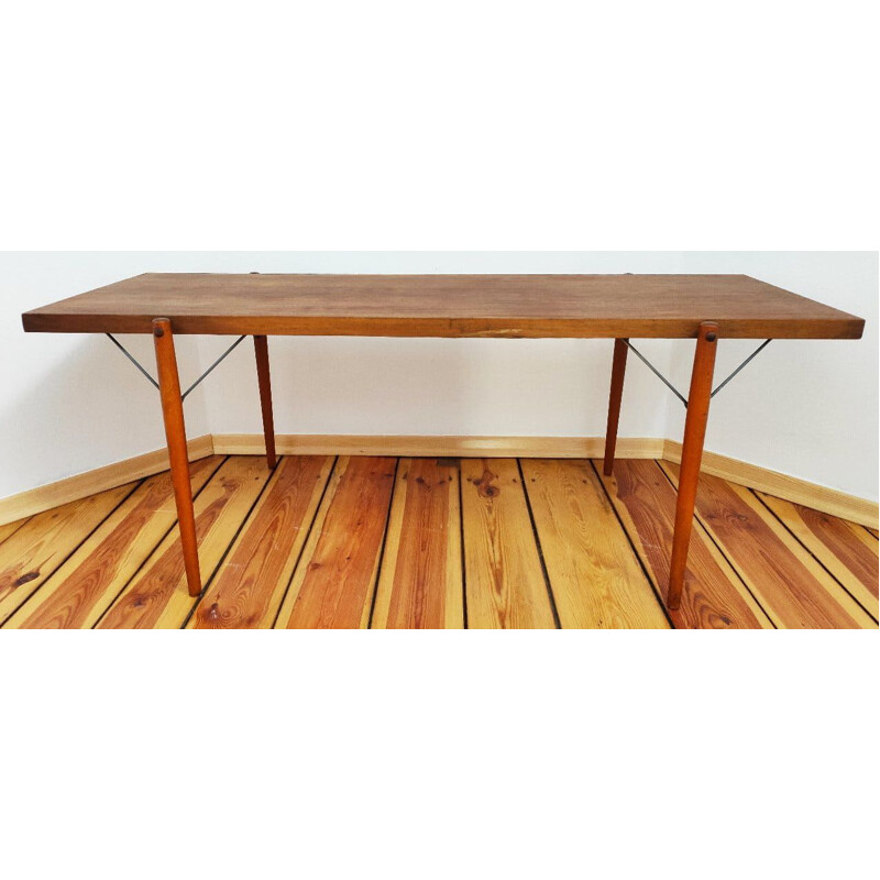 Vintage oak coffee table by F. Mezulanik for Up Zavody, Czechoslovakia 1960