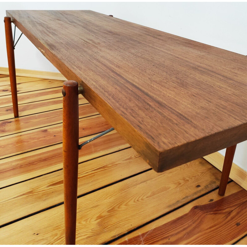 Vintage oak coffee table by F. Mezulanik for Up Zavody, Czechoslovakia 1960