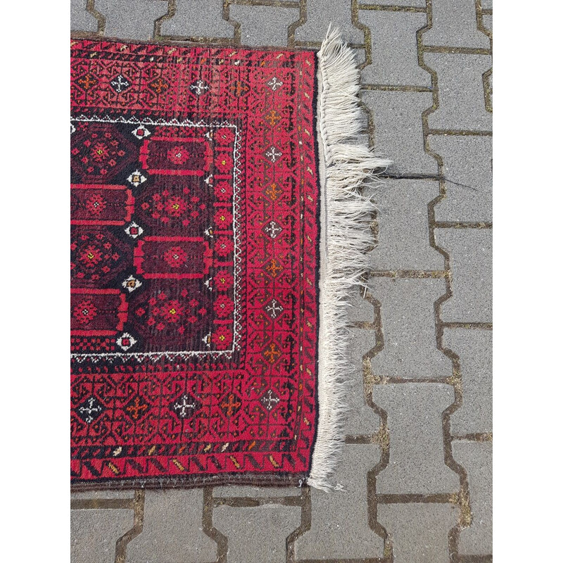 Vintage hand knotted wool turkmen rug