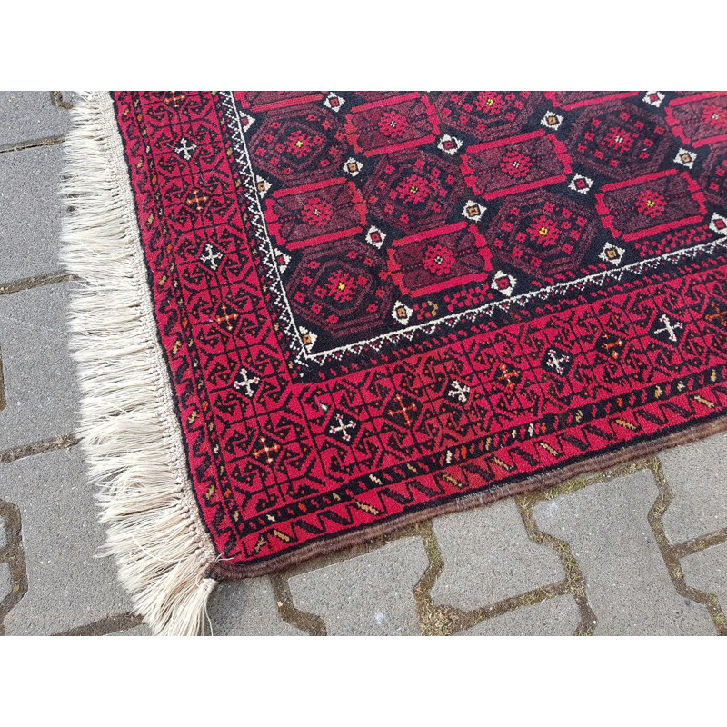Tapis turkmène vintage en laine noué à la main