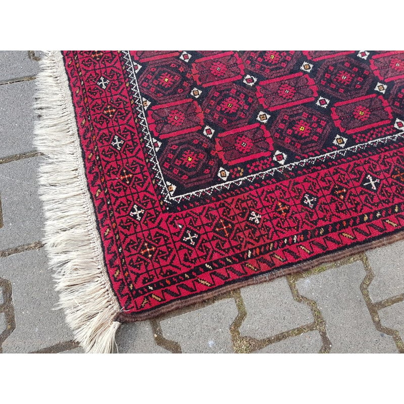 Vintage hand knotted wool turkmen rug