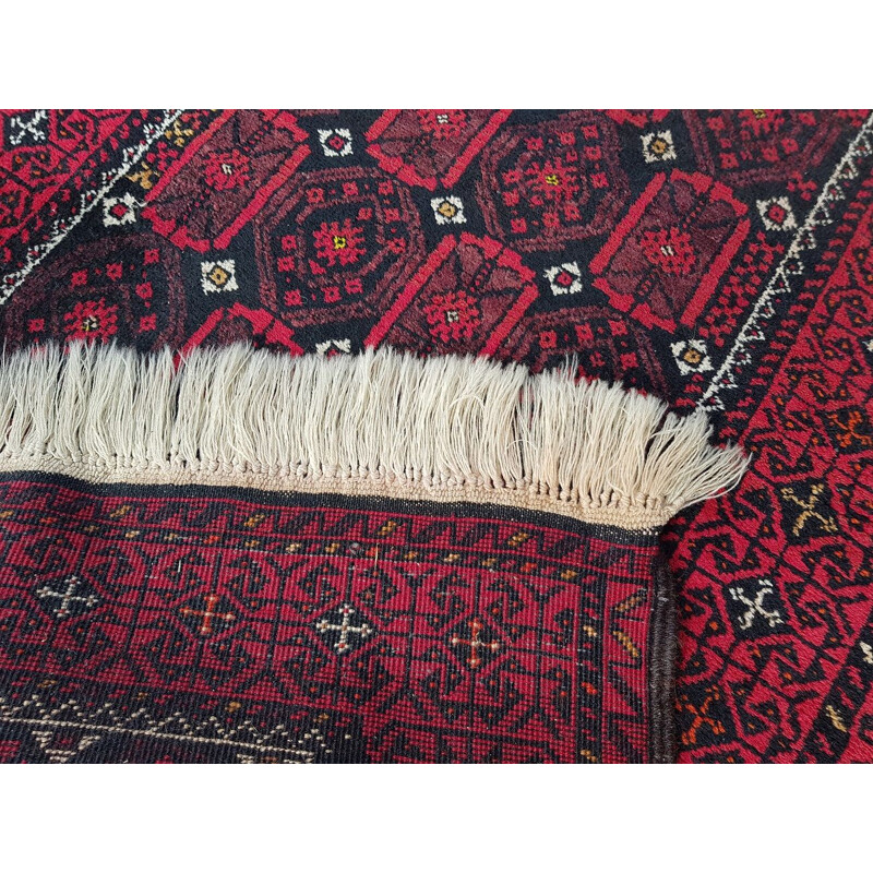 Vintage hand knotted wool turkmen rug