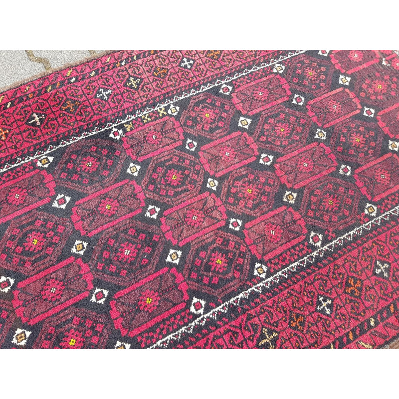Vintage hand knotted wool turkmen rug