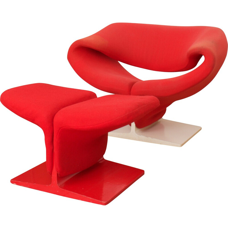 Artifort "Ribbon" chair with ottoman by Pierre PAULIN - 1960s