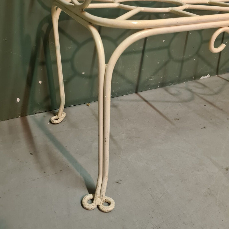 Vintage white metal bench, 1950s