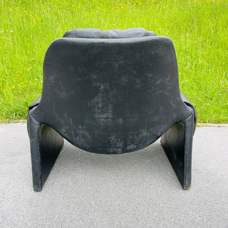 Sillón negro vintage de Vittorio Introini para Saporiti, Italia 1960