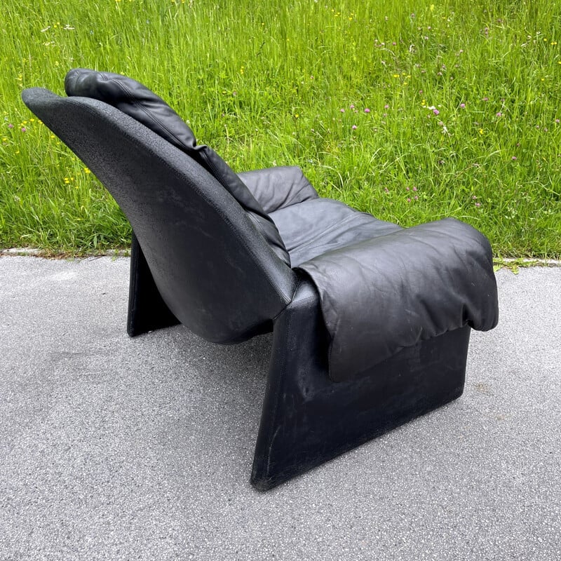 Fauteuil noir vintage par Vittorio Introini pour Saporiti, Italie 1960