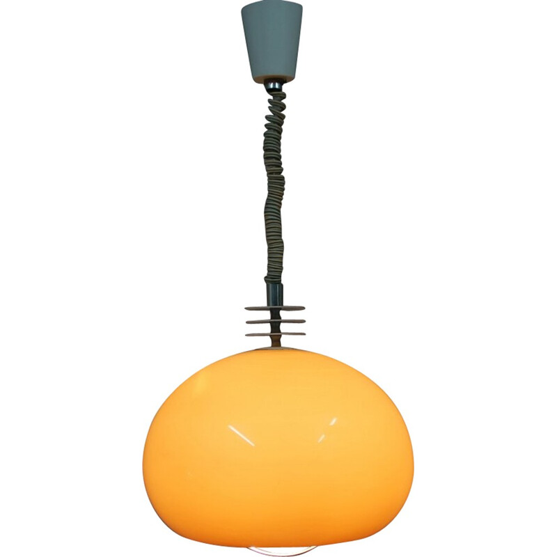 Orange plexiglass pendant lamp, Harvey GUZZINI - 1960s