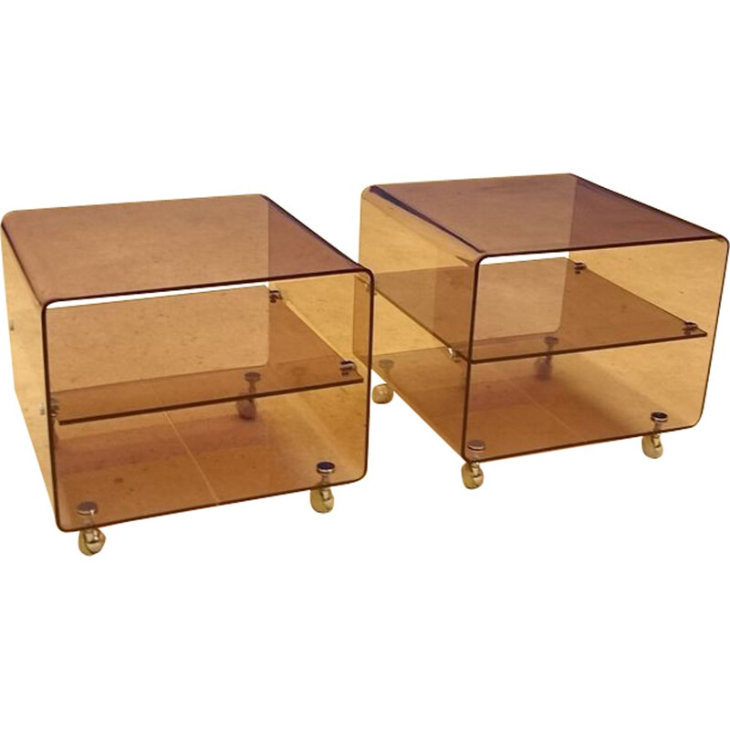 Pair of Roche Bobois plexiglass nightstands, Michel DUMAS - 1970s