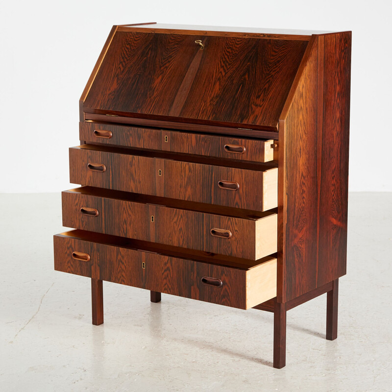 Vintage rosewood secretary with four-drawers