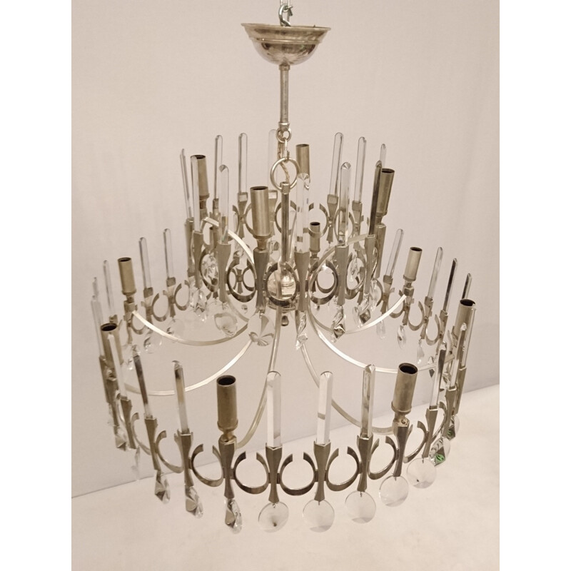 Two tiered chandelier with 12 lights, G. SCIOLARI - 1970s