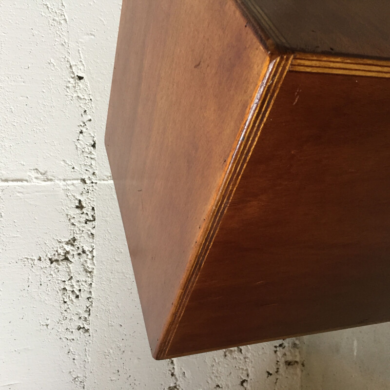 Vintage wooden cube stool, 1980