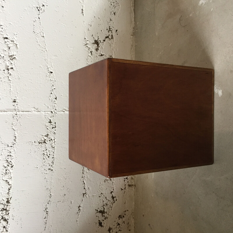 Vintage wooden cube stool, 1980