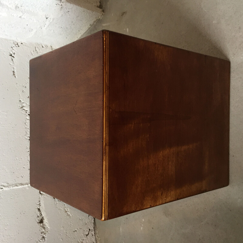 Vintage wooden cube stool, 1980