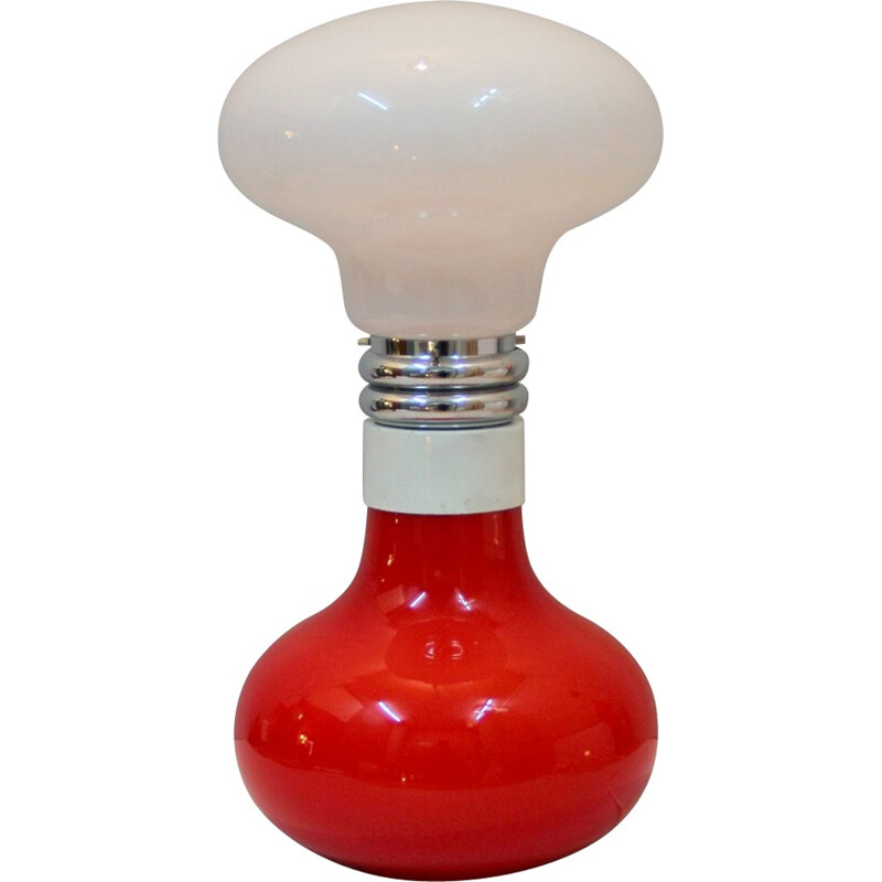 Italian lamp in red and white glass - 1960s
