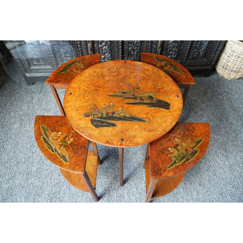 Vintage Shibayama inlaid Japanese nesting tables, 1900