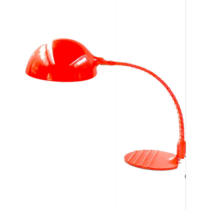 Vintage bright red table lamp by Elio Martinelli for Martinelli Luce, Italy 1972