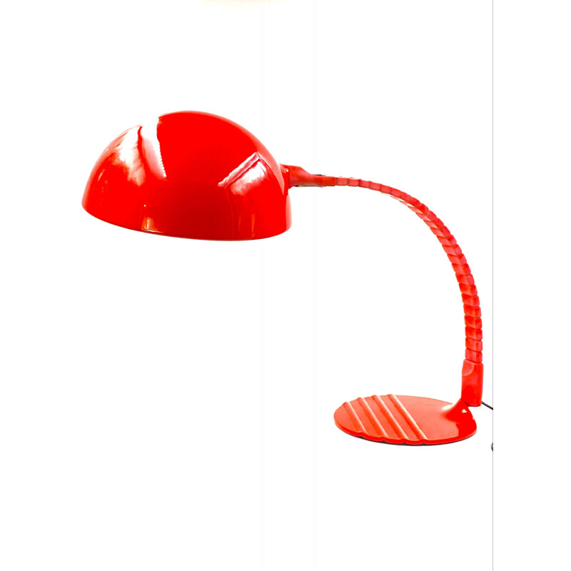 Vintage bright red table lamp by Elio Martinelli for Martinelli Luce, Italy 1972