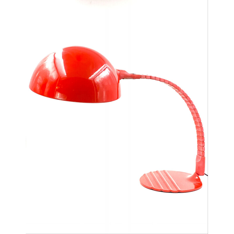 Vintage bright red table lamp by Elio Martinelli for Martinelli Luce, Italy 1972