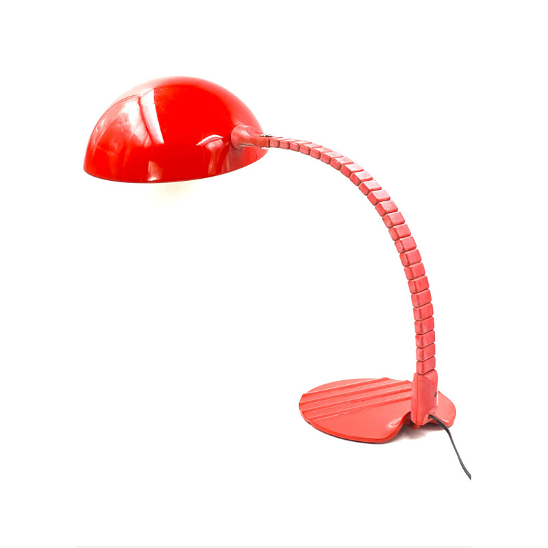 Vintage bright red table lamp by Elio Martinelli for Martinelli Luce, Italy 1972