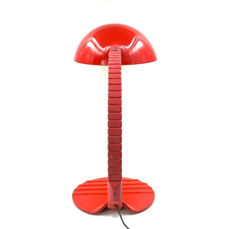 Vintage bright red table lamp by Elio Martinelli for Martinelli Luce, Italy 1972