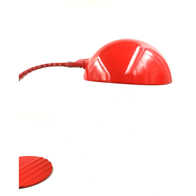 Vintage bright red table lamp by Elio Martinelli for Martinelli Luce, Italy 1972