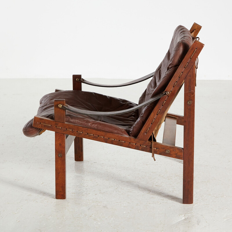 Norwegian vintage Hunter leather armchair by Torbjørn Afdal for Bruksbo, 1960s