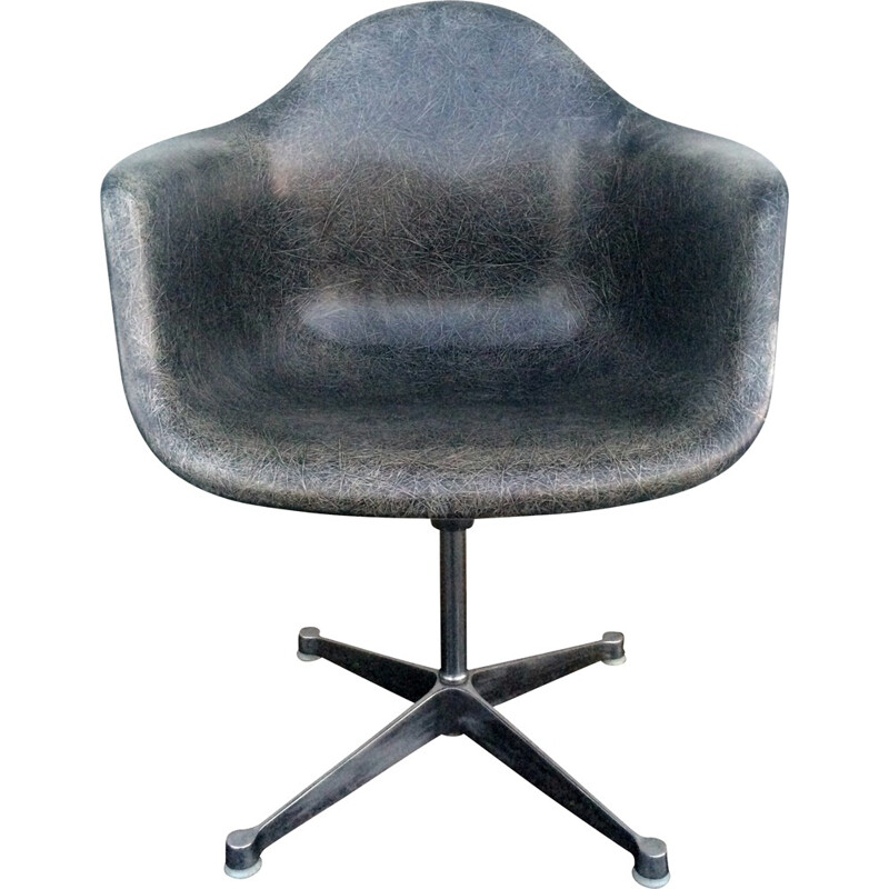 Vintage Herman Miller grey chair, Charles & Ray EAMES - 1950s