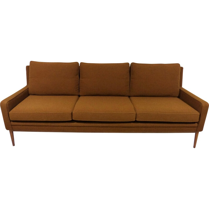 Danish 3 seater sofa in brown woven fabric - 1960s