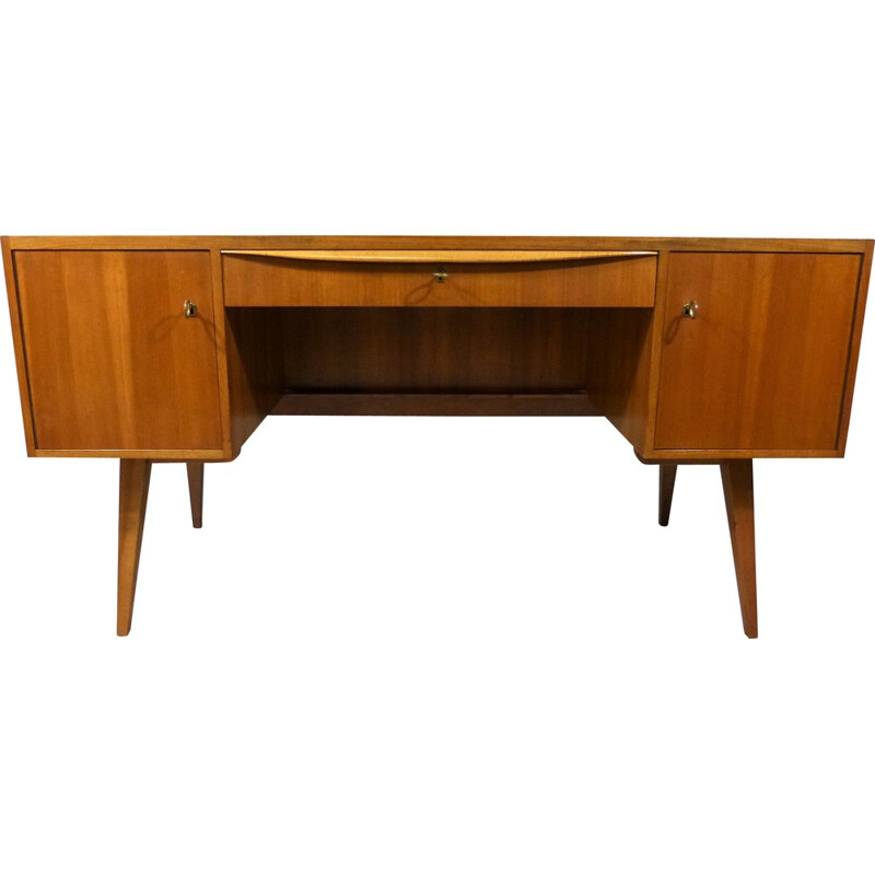 Desk in walnut veneer and glass, Franz EHRLICH - 1950s