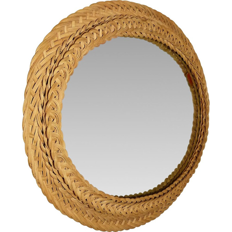 Vintage rattan mirror, Germany 1970s